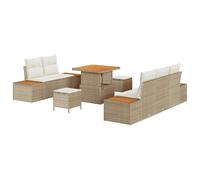 vidaXL Ensemble de canapé de Jardin avec Coussin 8 pcs Beige et crème, Salon de Jardin et terrasse, canapé modulaire Moderne, Meubles d'extérieur avec rangements Pratiques