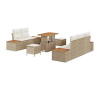 vidaXL Ensemble de canapé de Jardin avec Coussin 8 pcs Beige et crème, Salon de Jardin et terrasse, canapé modulaire Moderne, Meubles d'extérieur avec rangements Pratiques