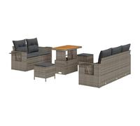 vidaXL Ensemble de canapé de Jardin avec Coussin 8 pcs Gris, Ensemble extérieur Moderne, Jardin et terrasse, Coussins Amovibles, mobilier Chic, résistant aux intempéries