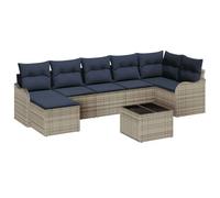 vidaXL Ensemble de canapé de Jardin avec Coussin 8 pcs Gris Poly rotin
