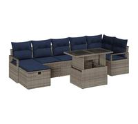 vidaXL Ensemble de canapé de Jardin avec Coussin 8 pcs Gris Poly rotin, Canapé de Jardin et terrasse, Ensemble Moderne en Rattan, Meubles durables avec rangements pour Patio