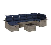 vidaXL Ensemble de canapé de Jardin avec Coussin 8 pcs Gris Poly rotin, Canapé modulable pour Jardin et terrasse, résistant aux UV, léger, avec rangements intégrés