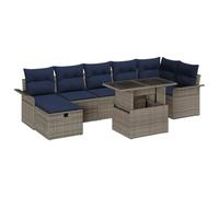 vidaXL Ensemble de canapé de Jardin avec Coussin 8 pcs Gris Poly rotin, Sofa Moderne Modular pour Jardin et terrasse, léger, Anti-UV, avec Rangement, idéal pour Le Plein air