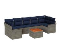 vidaXL Ensemble de canapé de Jardin avec Coussin 8 pcs Gris polyrotin, Canapé d'extérieur Moderne, mobilier de Jardin résistant, Espace détente Contemporain, Profitez du Printemps