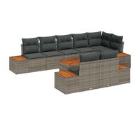 Vidaxl Ensemble De Canapé De Jardin 9 Pièces Avec Coussins En Poly Rattan Gris Acacia