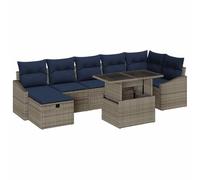 vidaXL Ensemble de canapé de Jardin avec Coussin 8 pcs Gris polyrotin, Canapé en rotin léger pour Jardin et terrasse, mobilier d'extérieur Moderne et résistant aux UV, Ensemble modulable