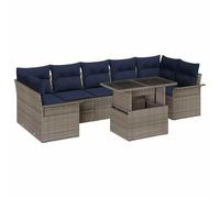 vidaXL Ensemble de canapé de Jardin avec Coussin 8 pcs Gris polyrotin, Canapé extérieur Moderne, sièges modulaires durables, Set Lounge résistant UV pour se détendre confortablement