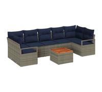 vidaXL Ensemble de canapé de Jardin avec Coussin 8 pcs Gris polyrotin, Canapé Moderne, Durable, résistant aux UV, mobilier extérieur Polyvalent, siège de Jardin Ajustable