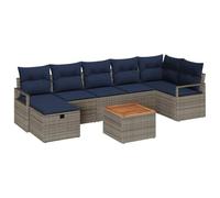 vidaXL Ensemble de canapé de Jardin avec Coussin 8 pcs Gris polyrotin, Canapé modulable Moderne pour Jardin et terrasse, mobilier extérieur étanche, Salon stylé pour Le Patio
