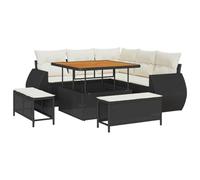 vidaXL Ensemble de canapés de jardin 8 pcs noir et crème 100 x 100 x 71 cm