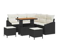 vidaXL Ensemble de canapé de Jardin avec Coussin 8 pcs Noir et Crème, Canapé modulable en rotin, résistant aux intempéries, idéal pour se détendre en extérieur