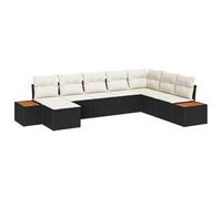 vidaXL Ensemble de canapé de jardin 8 pièces coussins en rotin poly noir, canapé de jardin 2 places espace de rangement et coussins en rotin poly noir