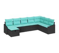 vidaXL Ensemble de canapé de Jardin avec Coussin 8 pcs Noir Poly rotin, Canapé modulable élégant pour extérieur, mobilier de terrasse léger et résistant aux UV, Parfait pour Le Jardin