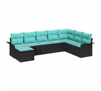 vidaXL Ensemble de canapé de Jardin avec Coussin 8 pcs Noir Poly rotin, Canapé modulable Jardin et terrasse, mobilier d'extérieur, sièges légers, Confort et Rangement résistant aux UV