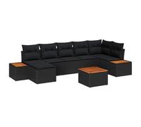 vidaXL Ensemble de canapé de Jardin avec Coussin 8 pcs Noir Poly rotin, Canapé modulable pour Jardin et terrasse, Durable, Pieds Ajustables, idéal pour se détendre en extérieur