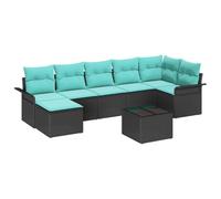 vidaXL Ensemble de canapé de Jardin avec Coussin 8 pcs Noir Poly rotin, Ensemble de Jardin, Moderne et léger, résistant aux UV, avec Rangement, Disposition de canapés