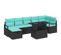 vidaXL Ensemble de canapé de Jardin avec Coussin 8 pcs Noir Poly rotin, Mobilier d'extérieur Moderne pour Jardin et terrasse, canapé en rotin, modularité et rangements, résistant UV