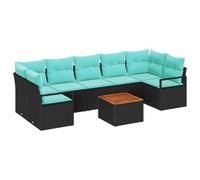 vidaXL Ensemble de canapé de Jardin avec Coussin 8 pcs Noir polyrotin, Canapé Moderne, Durable, résistant aux UV, mobilier extérieur Polyvalent, siège de Jardin Ajustable