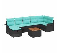 vidaXL Ensemble de canapé de Jardin avec Coussin 8 pcs Noir polyrotin, Ensemble de Jardin léger, Meubles Modernes avec rangements, résistant aux UV, Configuration Lounge Flexible