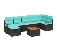 vidaXL Ensemble de canapé de Jardin avec Coussin 8 pcs Noir polyrotin, Salon de Jardin et terrasse, canapé modulaire, léger, résistant aux UV, Meubles Chics pour l'extérieur