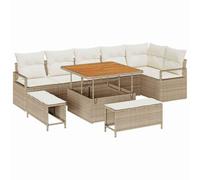 vidaXL Ensemble de canapé de Jardin avec Coussin 9 pcs Beige et crème, Canapé Moderne pour Jardin et terrasse, Ensemble résistant aux UV, Meuble Lounge modulable avec rangements