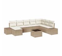 vidaXL Ensemble de canapé de Jardin 8 pcs Beige et crème polyrotin, Canapé de Jardin et Terrasse, Modulaire, Léger, Résistant aux UV, Meubles d'Extérieur Durables pour Un Style de Vie Moderne