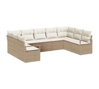 vidaXL Ensemble de canapé de Jardin avec Coussin 9 pcs Beige et crème, Salon de Jardin et terrasse, canapé modulable Moderne, Coin détente, rangements, mobilier Patio pour l'été