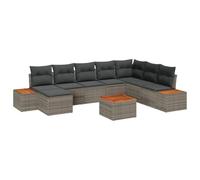 vidaXL Ensemble de canapé de jardin avec coussins 9 pcs Gris Poly Rattan