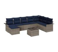 vidaXL Ensemble de canapé de Jardin avec Coussin 9 pcs Gris Poly rotin, Canapé modulable Jardin et terrasse, mobilier d'extérieur, sièges légers, Confort et Rangement résistant aux UV