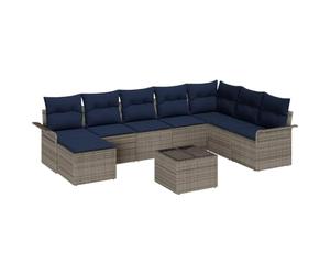vidaXL Ensemble de canapé de Jardin avec Coussin 9 pcs Gris Poly rotin, Canapé modulable Jardin et terrasse, mobilier d'extérieur, sièges légers, Confort et Rangement résistant aux UV