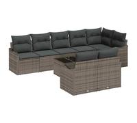 vidaXL Ensemble de canapé de jardin avec coussins 9 pcs Gris Poly Rattan