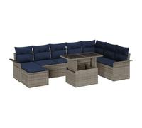 vidaXL Ensemble de canapé de Jardin avec Coussin 9 pcs Gris polyrotin, Canapé Contemporain rectangulaire, léger et résistant aux UV, Parfait pour Jardin et terrasse, Confortable pour se détendre