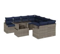 vidaXL Ensemble de canapé de Jardin avec Coussin 9 pcs Gris polyrotin, Ensemble de Salon Patio, modulable, résistant aux intempéries, léger pour Une Vie extérieure élégante