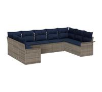 vidaXL Ensemble de canapé de Jardin avec Coussin 9 pcs Gris polyrotin, Salon de Jardin et terrasse, canapé modulable en Rattan, léger, résistant UV, Style Moderne pour se détendre Dehors