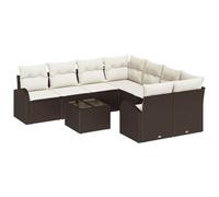 vidaXL Ensemble de canapé de Jardin avec Coussin 9 pcs Marron et Crème, Canapé d'extérieur modulable Moderne, mobilier Confortable pour Jardin et terrasse, Suite de détente Personnalisable