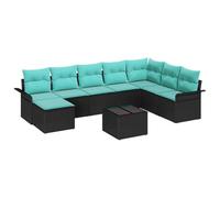 vidaXL Ensemble de canapé de Jardin avec Coussin 9 pcs Noir Poly rotin, Canapé modulable, en Jardin et terrasse, mobilier extérieur résistant, léger, avec Rangement astucieux