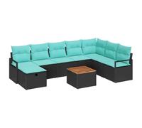vidaXL Ensemble de canapé de Jardin avec Coussin 9 pcs Noir polyrotin, Canapé de Jardin et terrasse, Meuble d'extérieur Moderne, Poly rotin résistant, sectionnel modulable, pour Toutes Saisons