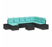 vidaXL Ensemble de canapé de Jardin avec Coussin 9 pcs Noir polyrotin, Canapé Moderne pour Jardin et terrasse, mobilier en rotin résistant, idéal pour se détendre en extérieur