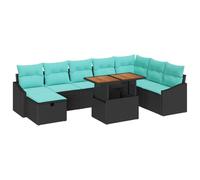 vidaXL Ensemble de canapé de Jardin avec Coussin 9 pcs Noir polyrotin, Canapé Modulable Moderne pour Jardin et Terrasse, Léger, Résistant aux UV, Rangement Intégré, Confort Optimal