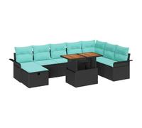 vidaXL Ensemble de canapé de Jardin avec Coussin 9 pcs Noir polyrotin, Ensemble canapé de Jardin pour Vivre Dehors, Poly rotin Moderne, léger, résistant aux UV, avec rangements