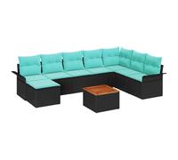 vidaXL Ensemble de canapé de Jardin avec Coussin 9 pcs Noir polyrotin, Ensemble de canapé Moderne, Meubles extérieurs durables, sièges modulaires, canapé léger en rotin, sectionnel imperméable