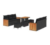 vidaXL Ensemble de canapé de Jardin avec Coussin 9 pcs Noir, Sofa modulable Moderne pour Jardin et terrasse, résistant UV, en Rattan Durable, idéal pour Vivre Dehors
