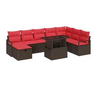 vidaXL Ensemble de canapé de Jardin avec Coussin 9 pcs polyrotin, Canapé modulable en rotin pour Jardin et terrasse, Durable, avec Coussins UV et rangements Pratiques
