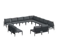 vidaXL Ensemble de canapé de Jardin avec Coussin Anthracite Acier, Ensemble de Meubles de Jardin, Tissu aéré, Robuste, Housses Amovibles, Salon de Patio pour se détendre