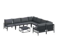 vidaXL Ensemble de canapé de Jardin avec Coussin Anthracite Acier, Jardin et terrasse, rectangulaire, Style Contemporain, matériau Respirant, Housses Amovibles, Durable, Usage extérieur