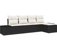 vidaXL Ensemble de canapé de jardin avec coussin avec mémoire 5 pcs noir, crème