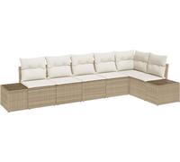 vidaXL Ensemble de canapé de jardin avec coussin avec mémoire 6 pcs Beige, Crème