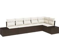 vidaXL Ensemble de canapé de jardin avec coussin avec mémoire 6 pcs brun, crème