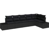 vidaXL Ensemble de canapé de jardin avec coussin avec mémoire 6 pcs noir