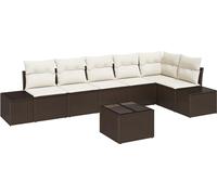 vidaXL Ensemble de canapé de jardin avec coussin avec mémoire 7 pcs brun, crème